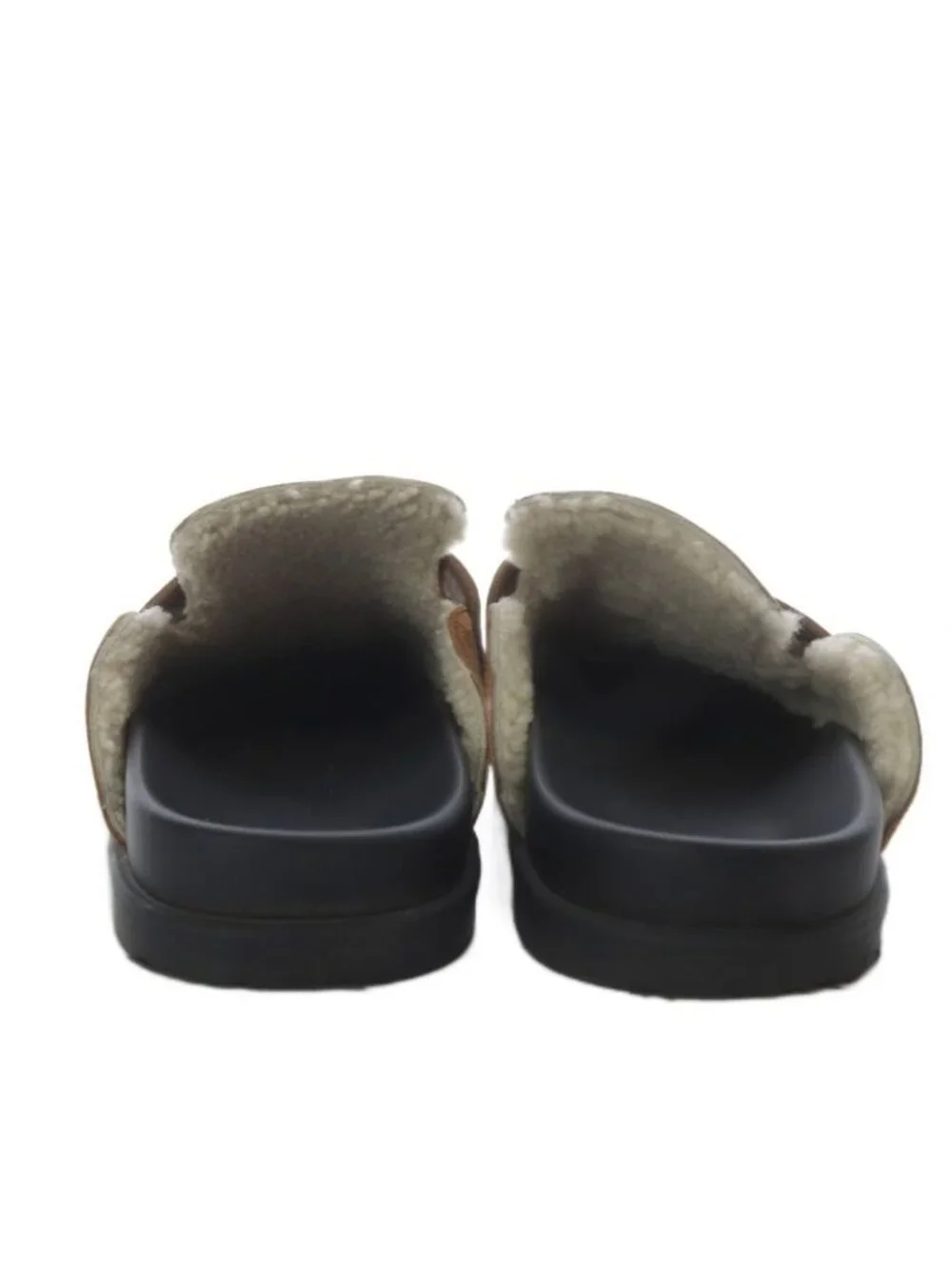 Hermes Gold Mule Mouton Sandals Flat Suede 38 Brown - Picture 3 of 9